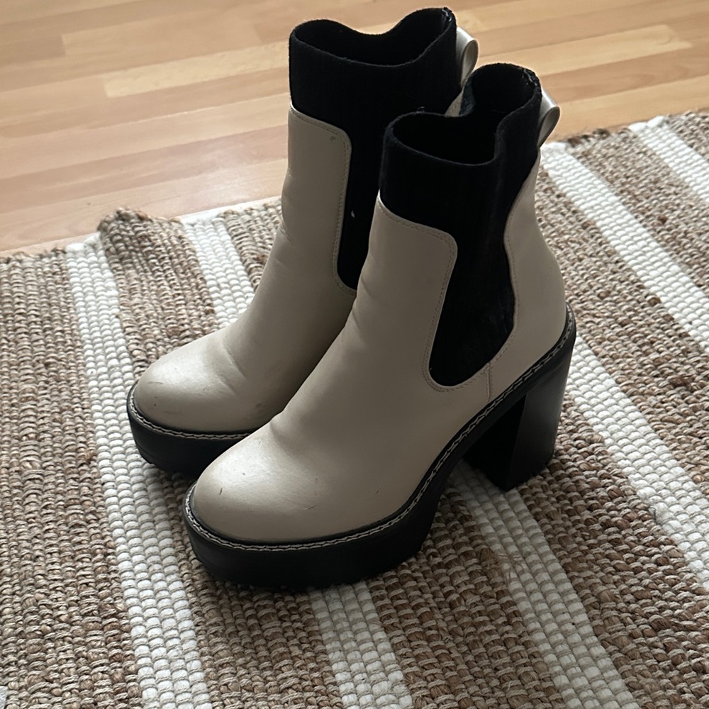Stylish Cream and Black Women's Ankle Boots